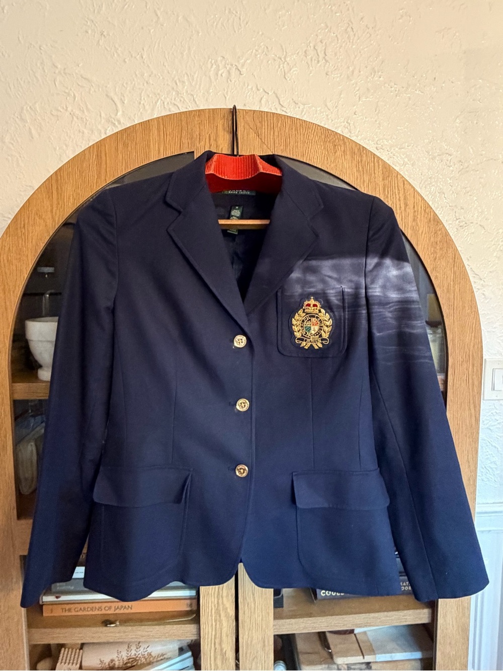 Classic Ralph Lauren Navy Blazer with Embroidered Crest